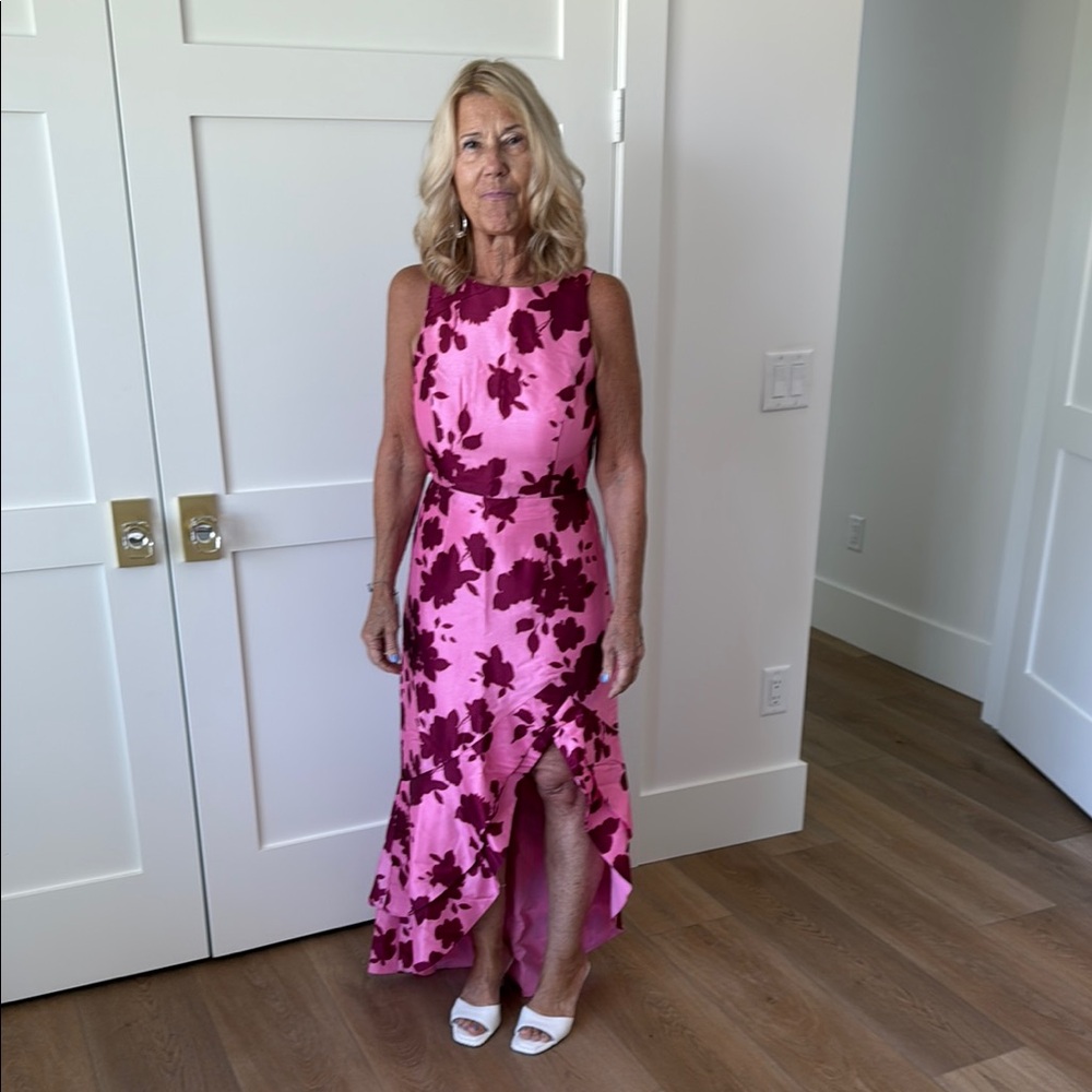 Georgie Pink Halter High Low Dress for Weddings